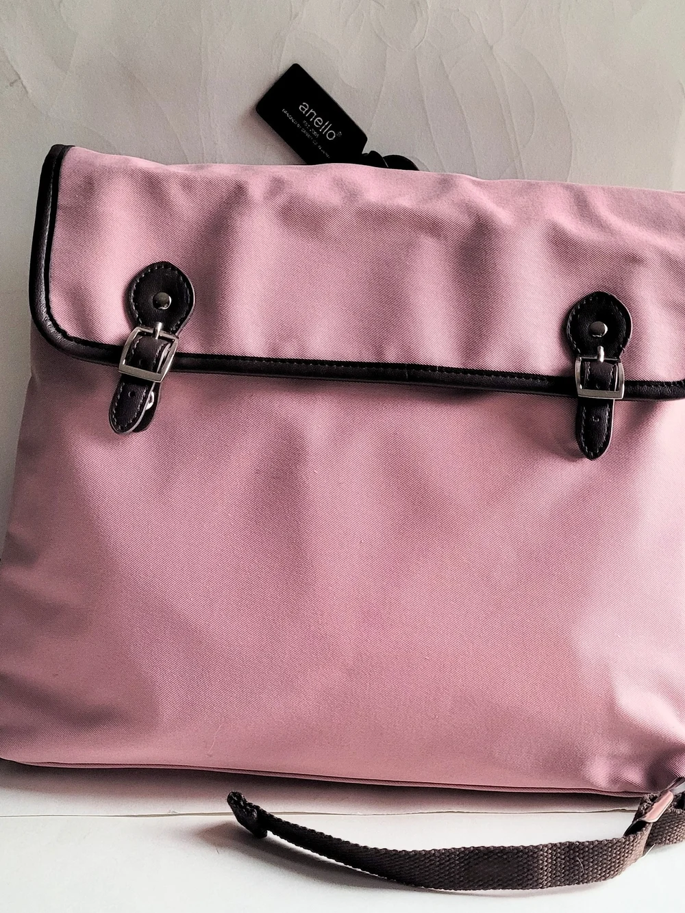 Anello Pink Canvas Backpack with Dark Brown Trim